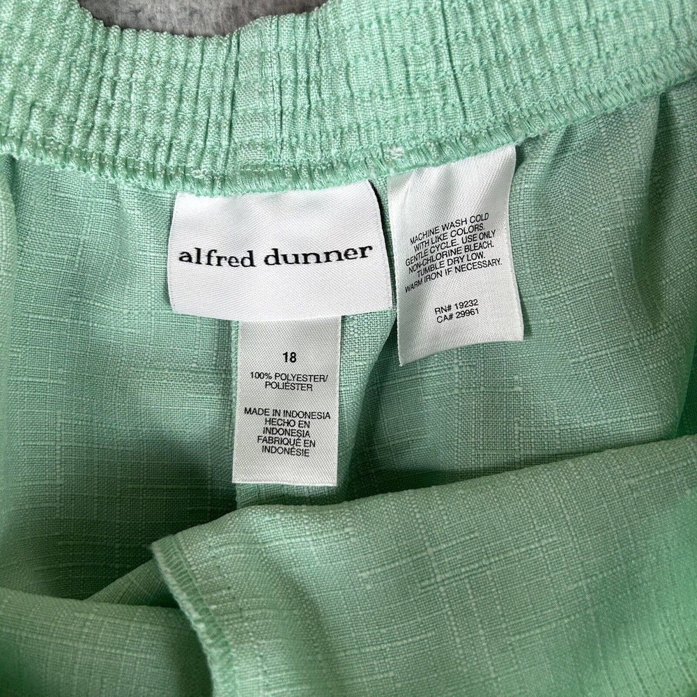 Alfred Dunner Pull On Pants Size 18 Green Comfort Elastic Waist Slacks Pockets - Picture 3 of 10
